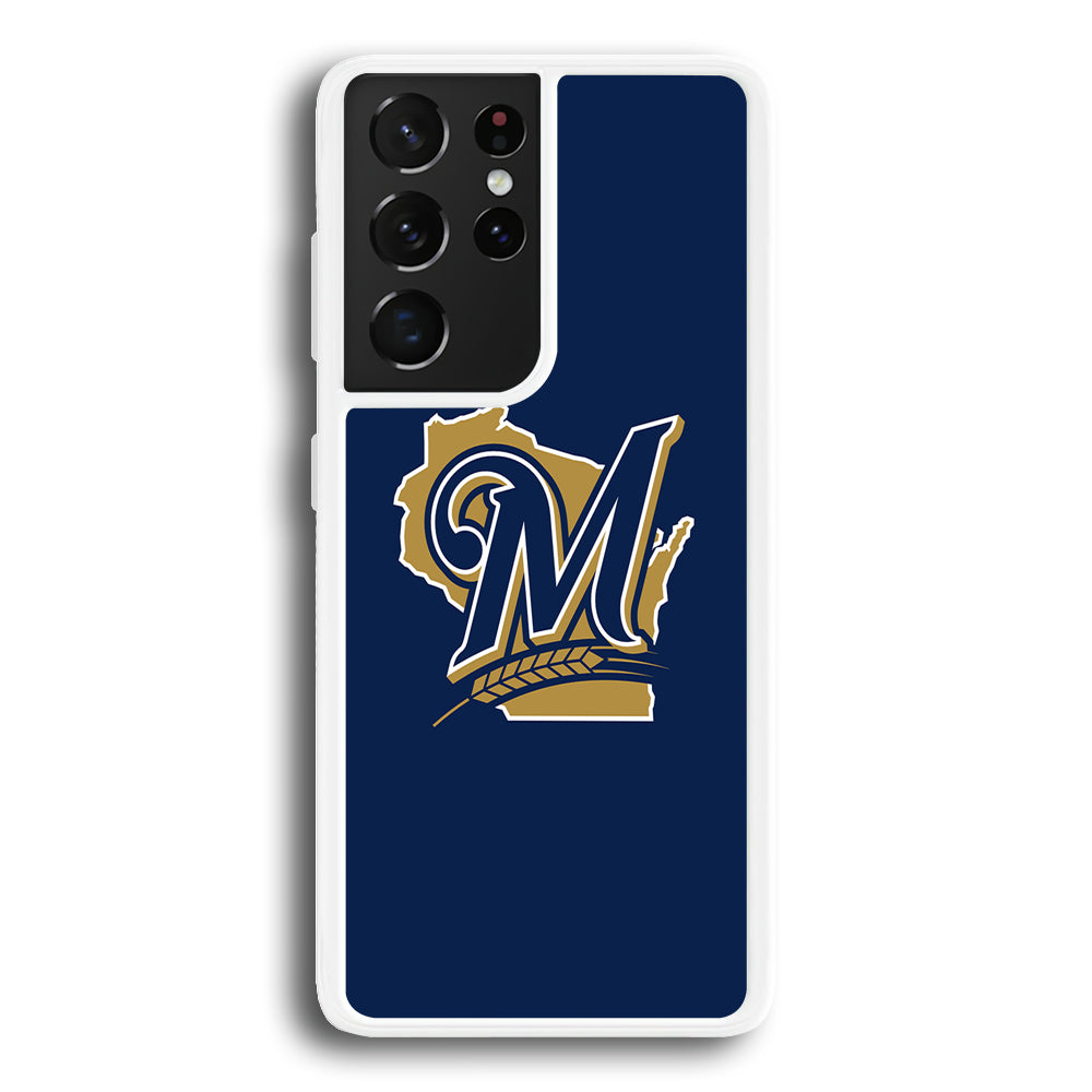 Baseball Milwaukee Brewers MLB 001 Samsung Galaxy S23 Ultra Case-Phone Case-Rubber White (2D Case)-Altracase