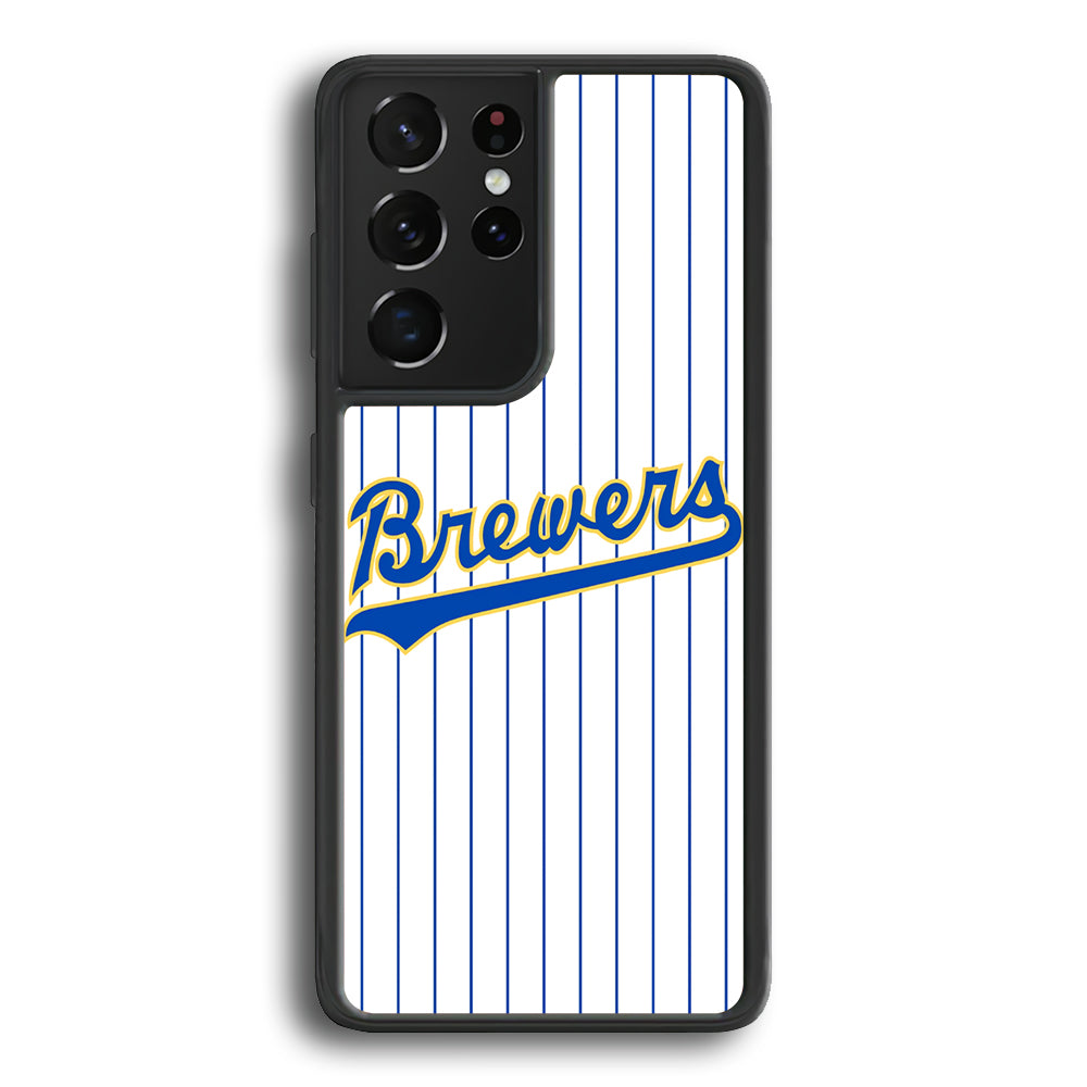 Baseball Milwaukee Brewers MLB 002 Samsung Galaxy S23 Ultra Case-Phone Case-Rubber Black (2D Case)-Altracase