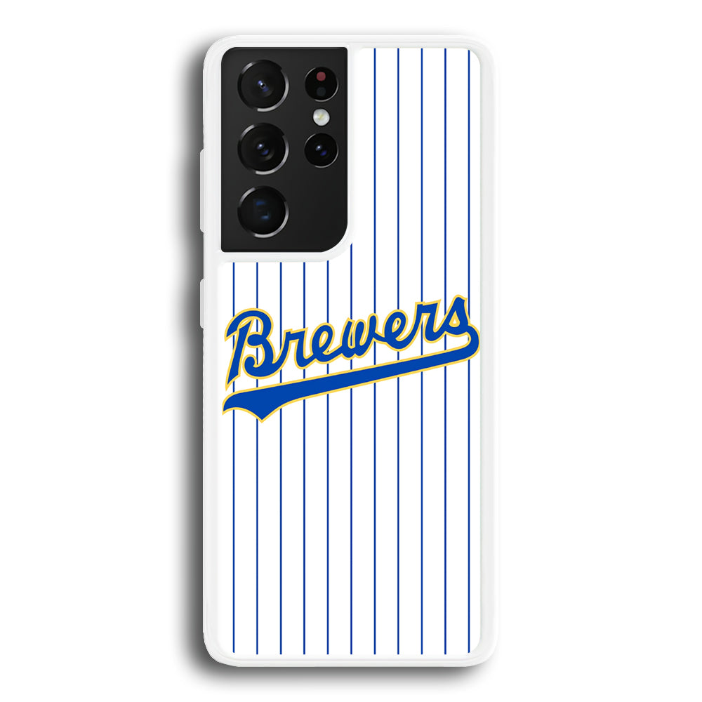 Baseball Milwaukee Brewers MLB 002 Samsung Galaxy S23 Ultra Case-Phone Case-Rubber White (2D Case)-Altracase