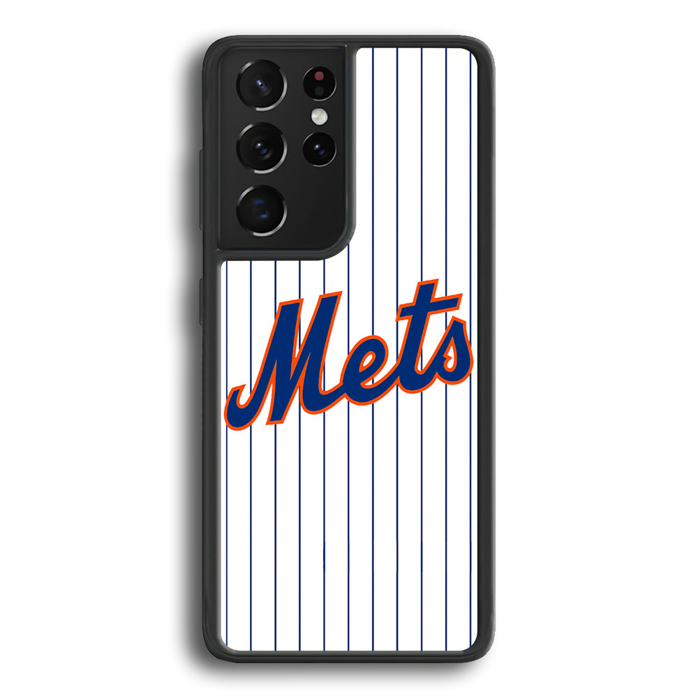 Baseball New York Mets MLB 001 Samsung Galaxy S25 Ultra Case-Phone Case-Rubber Black (2D Case)-Altracase