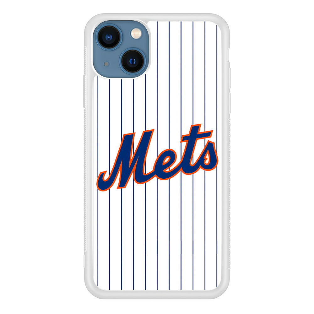 Baseball New York Mets MLB 001 iPhone 15 Plus Case-Phone Case-Rubber White (2D Case)-Altracase