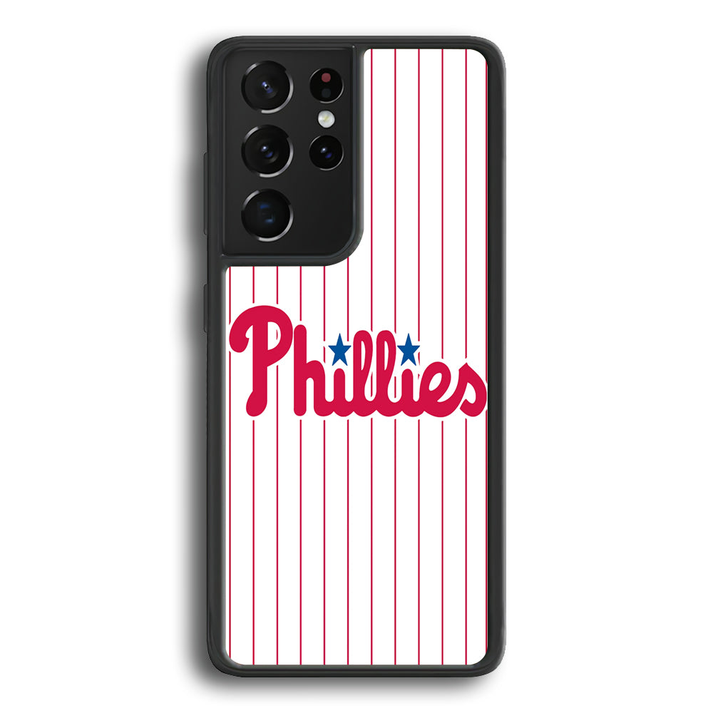 Baseball Philadelphia Phillies MLB 002 Samsung Galaxy S21 Ultra Case-Phone Case-Rubber Black (2D Case)-Altracase