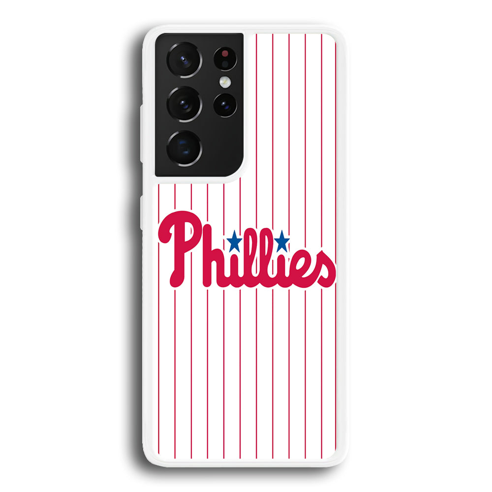 Baseball Philadelphia Phillies MLB 002 Samsung Galaxy S23 Ultra Case-Phone Case-Rubber White (2D Case)-Altracase