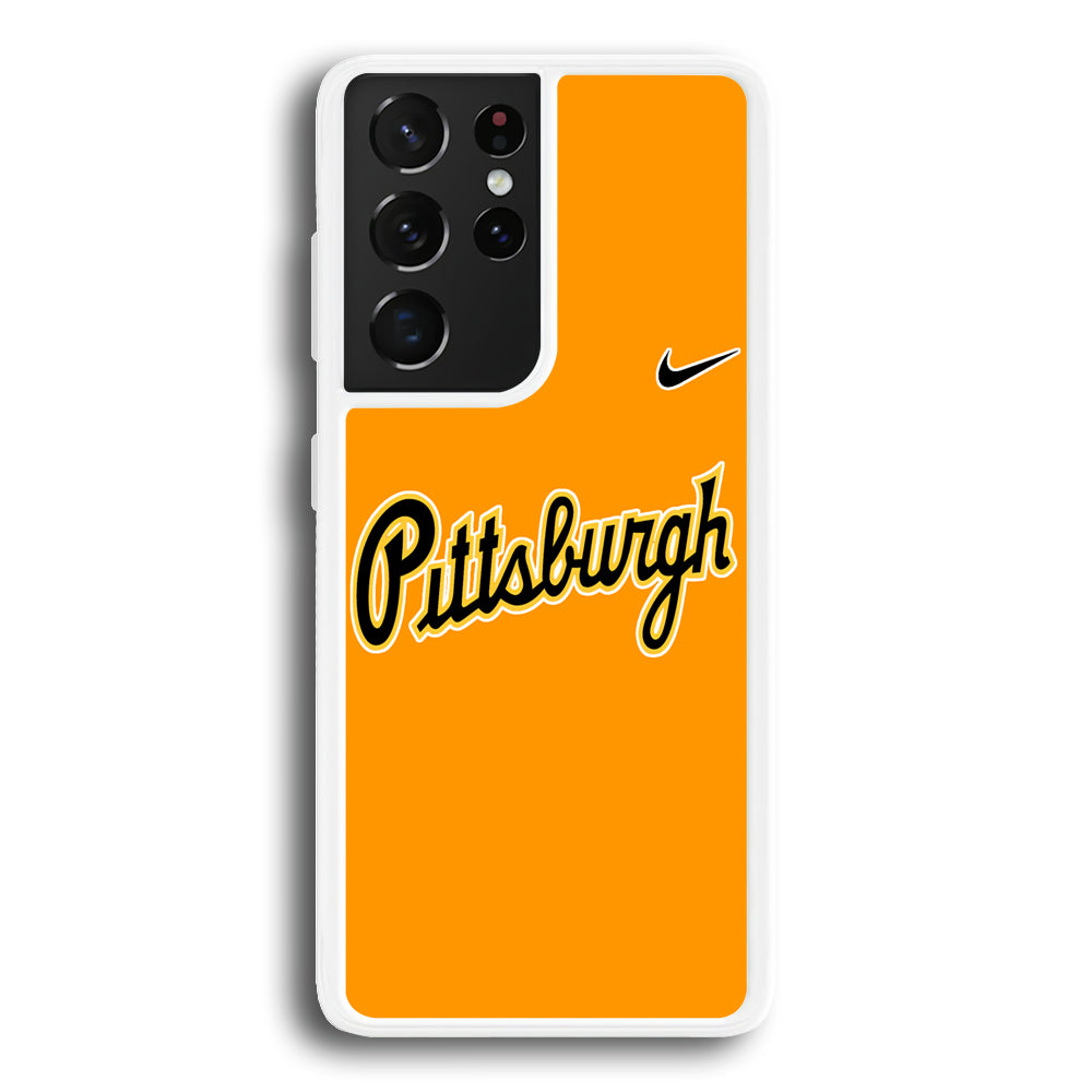 Baseball Pittsburgh Pirates MLB 002 Samsung Galaxy S21 Ultra Case-Phone Case-Rubber White (2D Case)-Altracase