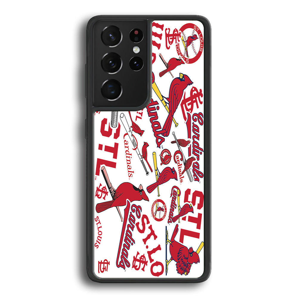 Baseball St. Louis Cardinals MLB 001 Samsung Galaxy S22 Ultra Case-Phone Case-Rubber Black (2D Case)-Altracase