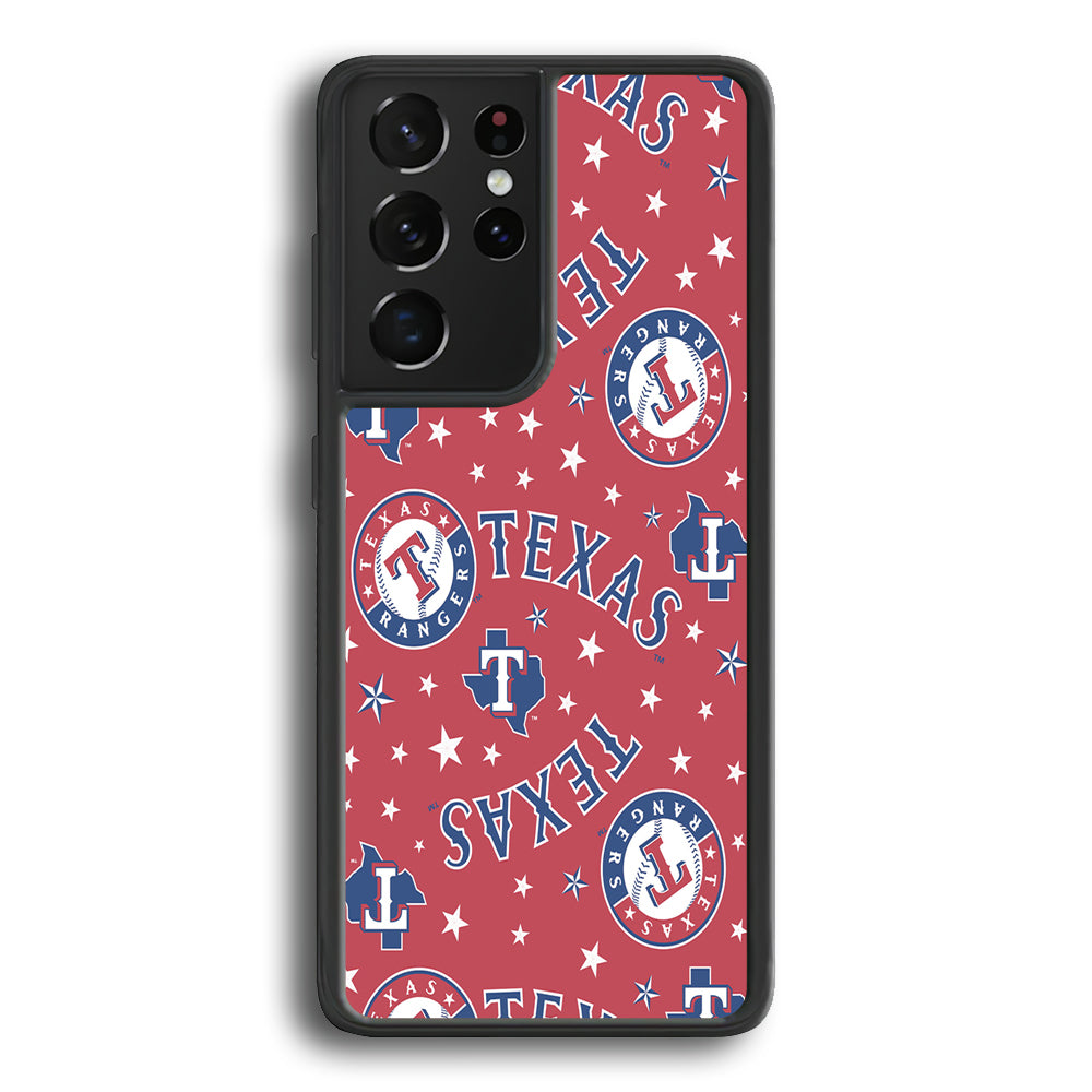 Baseball Texas Rangers MLB 001 Samsung Galaxy S21 Ultra Case-Phone Case-Rubber Black (2D Case)-Altracase