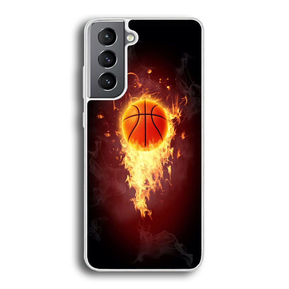 Basketball Art 001 Samsung Galaxy S24 Case-Phone Case-Rubber White (2D Case)-Altracase