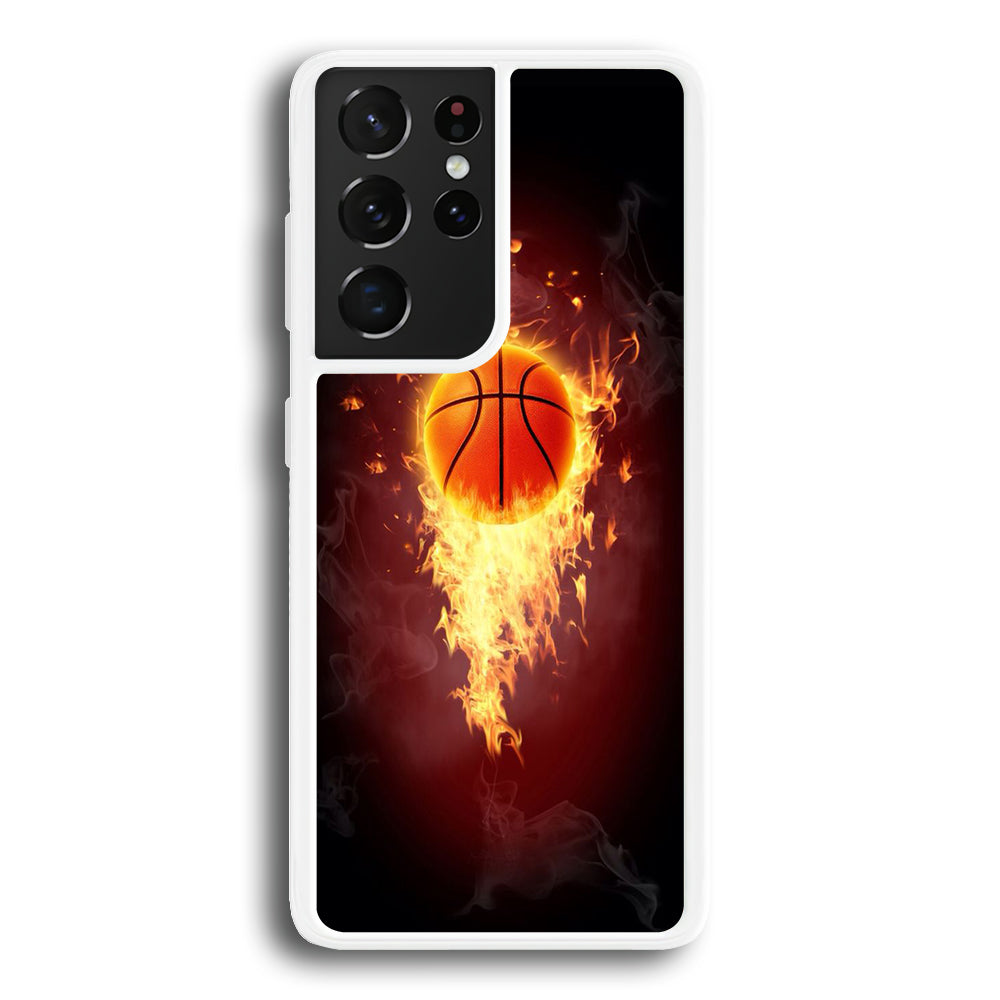 Basketball Art 001 Samsung Galaxy S21 Ultra Case-Phone Case-Rubber White (2D Case)-Altracase