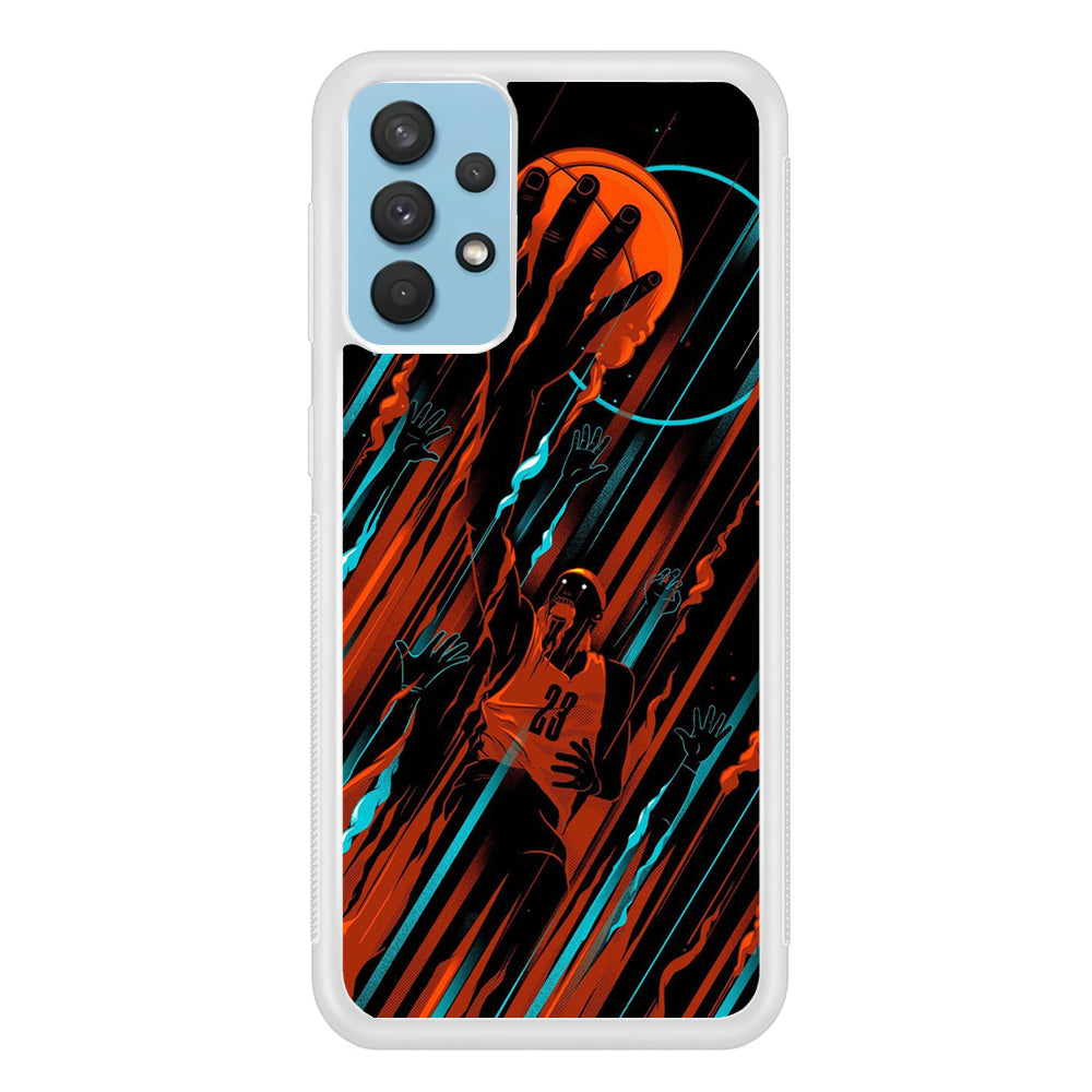 Basketball Art 003 Samsung Galaxy A32 Case-Phone Case-Rubber White (2D Case)-Altracase