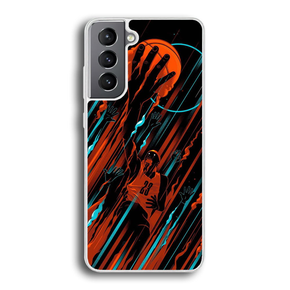 Basketball Art 003 Samsung Galaxy S24 Case-Phone Case-Rubber White (2D Case)-Altracase