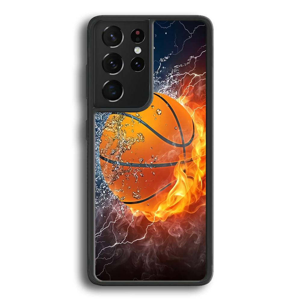 Basketball Ball Cool Art Samsung Galaxy S21 Ultra Case-Phone Case-Rubber Black (2D Case)-Altracase