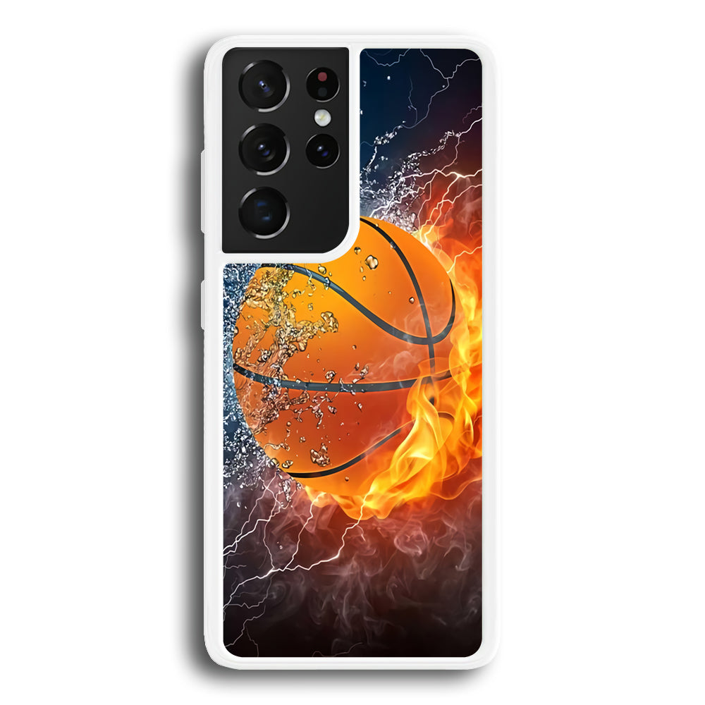 Basketball Ball Cool Art Samsung Galaxy S21 Ultra Case-Phone Case-Rubber White (2D Case)-Altracase