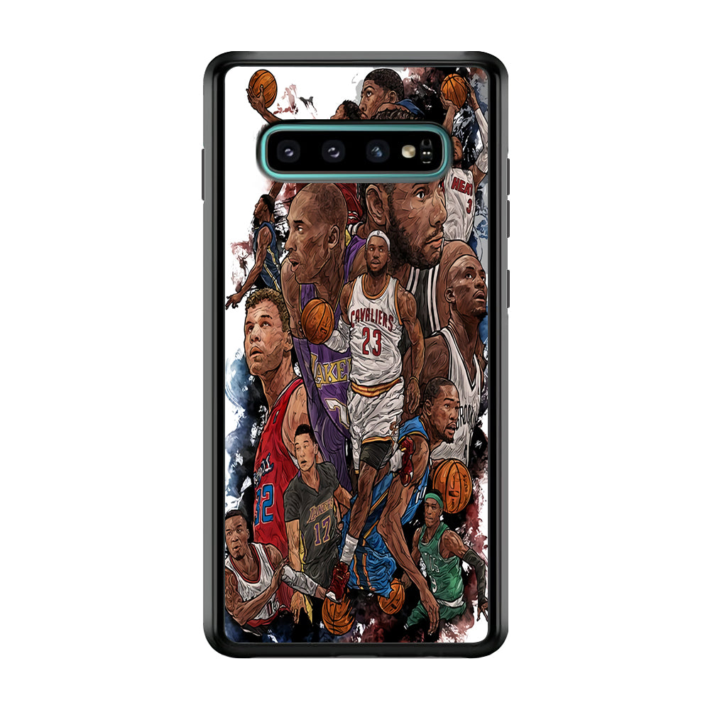 Basketball Players Art Samsung Galaxy S10 Case-Phone Case-Rubber Black (2D Case)-Altracase