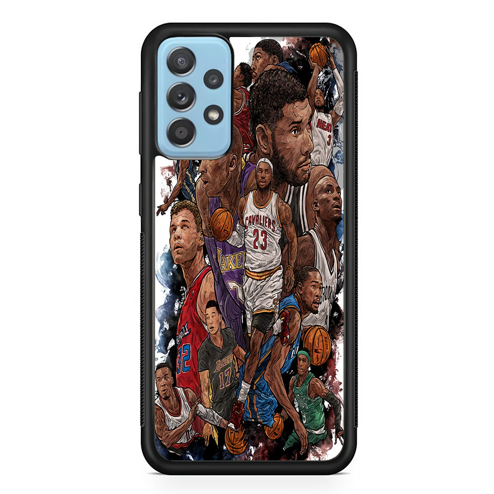 Basketball Players Art Samsung Galaxy A52 Case-Phone Case-Rubber Black (2D Case)-Altracase