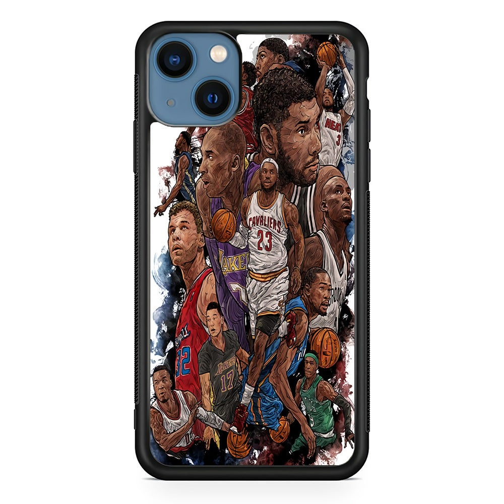 Basketball Players Art iPhone 15 Plus Case-Phone Case-Rubber Black (2D Case)-Altracase