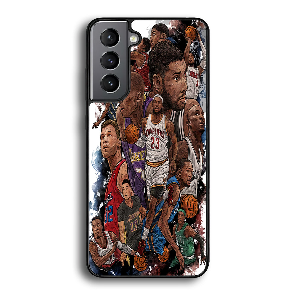 Basketball Players Art Samsung Galaxy S21 Case-Phone Case-Rubber Black (2D Case)-Altracase