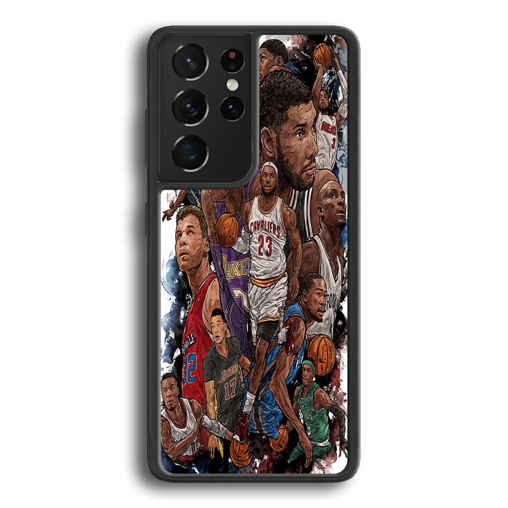 Basketball Players Art Samsung Galaxy S21 Ultra Case-Phone Case-Rubber Black (2D Case)-Altracase