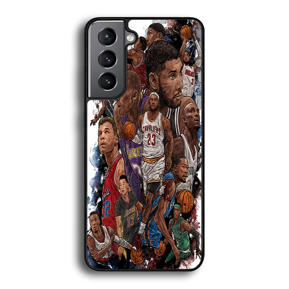 Basketball Players Art Samsung Galaxy S24 Case-Phone Case-Rubber Black (2D Case)-Altracase