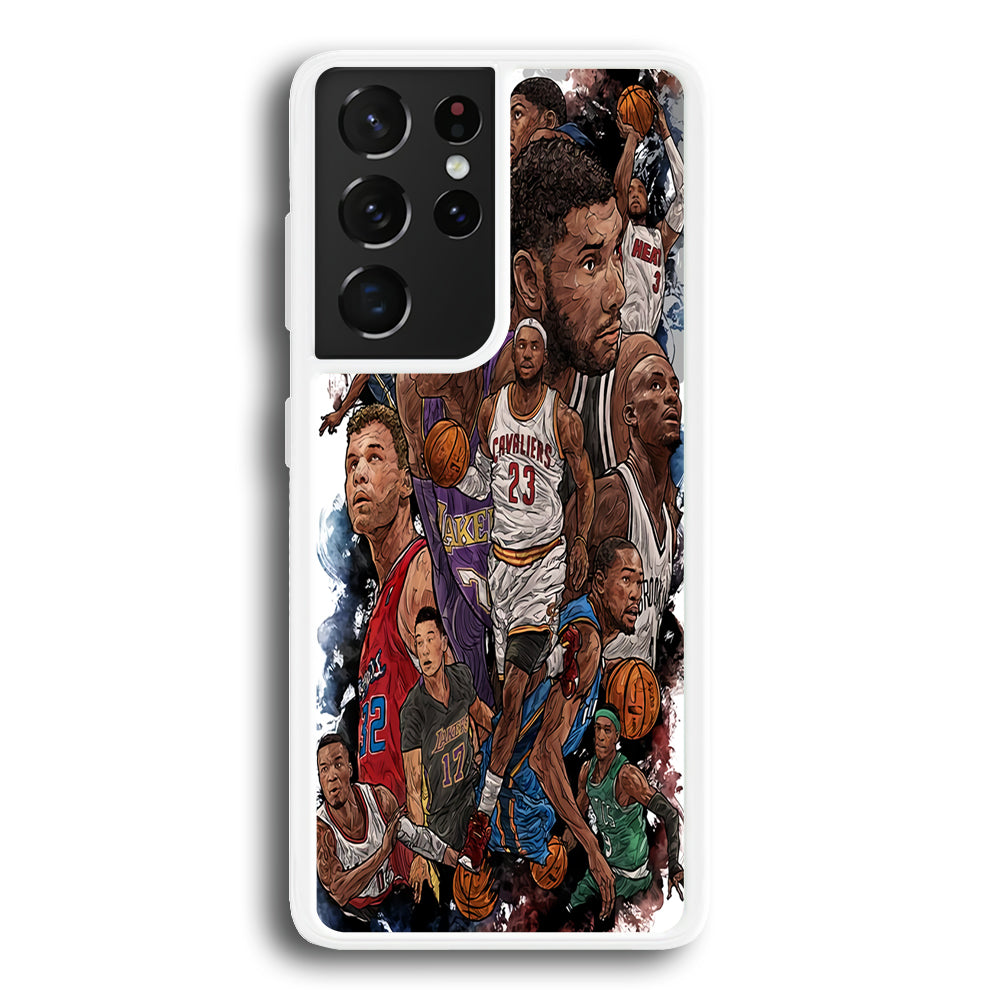 Basketball Players Art Samsung Galaxy S21 Ultra Case-Phone Case-Rubber White (2D Case)-Altracase