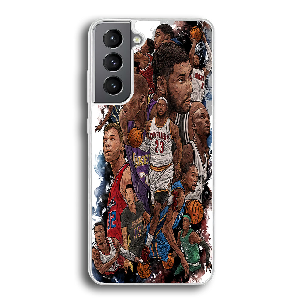 Basketball Players Art Samsung Galaxy S24 Case-Phone Case-Rubber White (2D Case)-Altracase