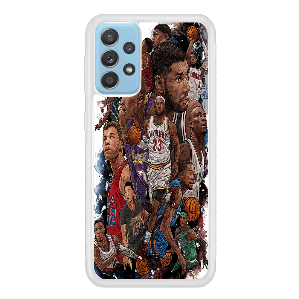 Basketball Players Art Samsung Galaxy A52 Case-Phone Case-Rubber White (2D Case)-Altracase