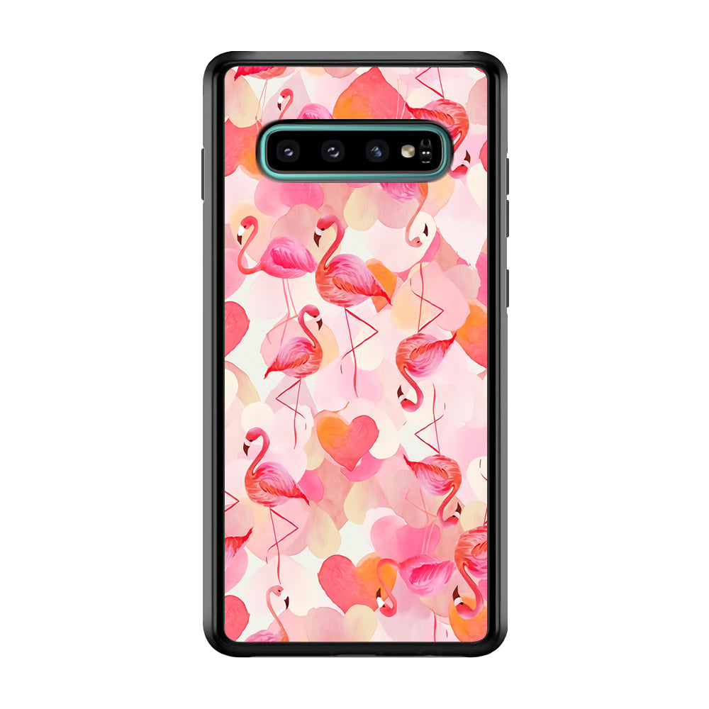 Beautiful Flamingo Art Samsung Galaxy S10 Case-Phone Case-Rubber Black (2D Case)-Altracase