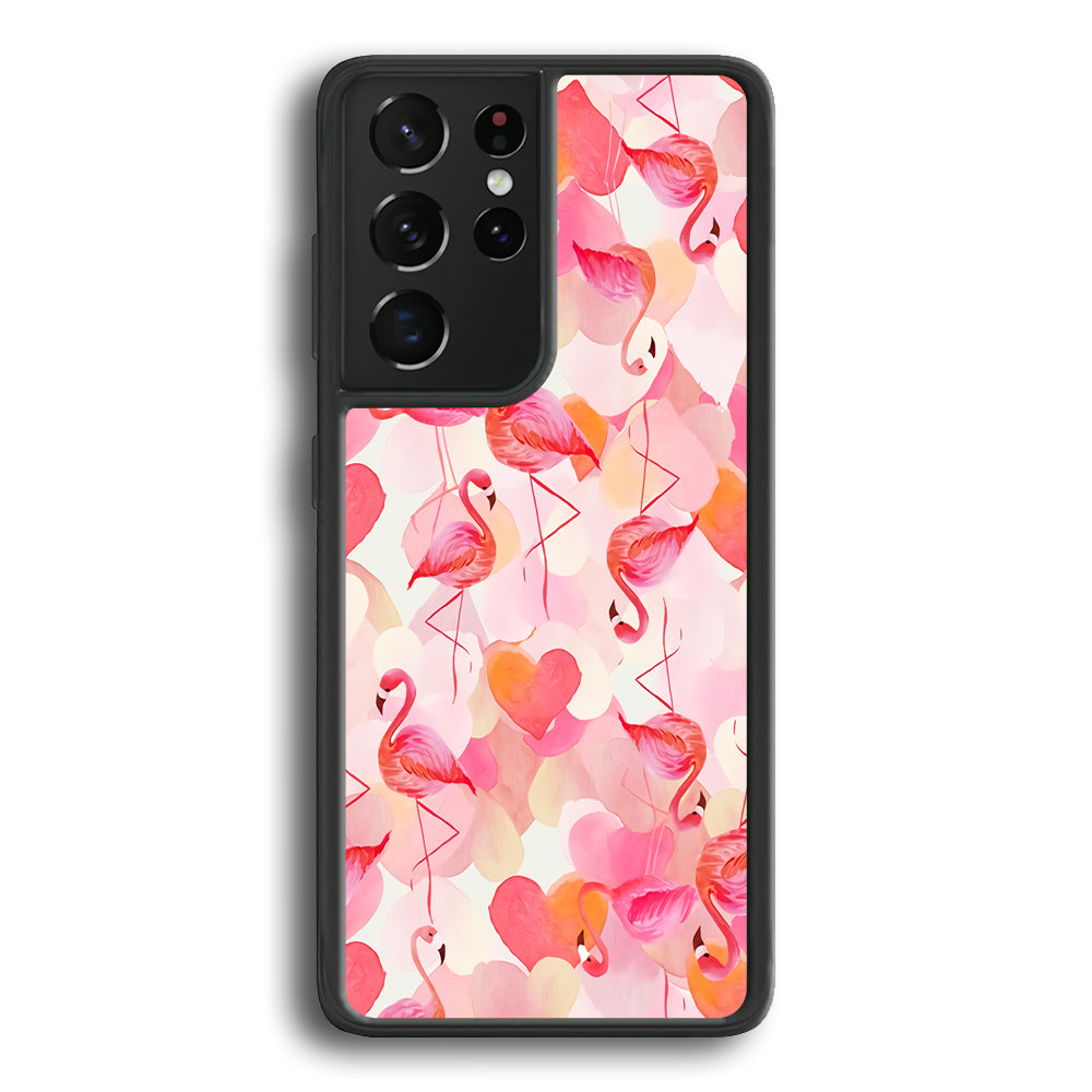 Beautiful Flamingo Art Samsung Galaxy S21 Ultra Case-Phone Case-Rubber Black (2D Case)-Altracase