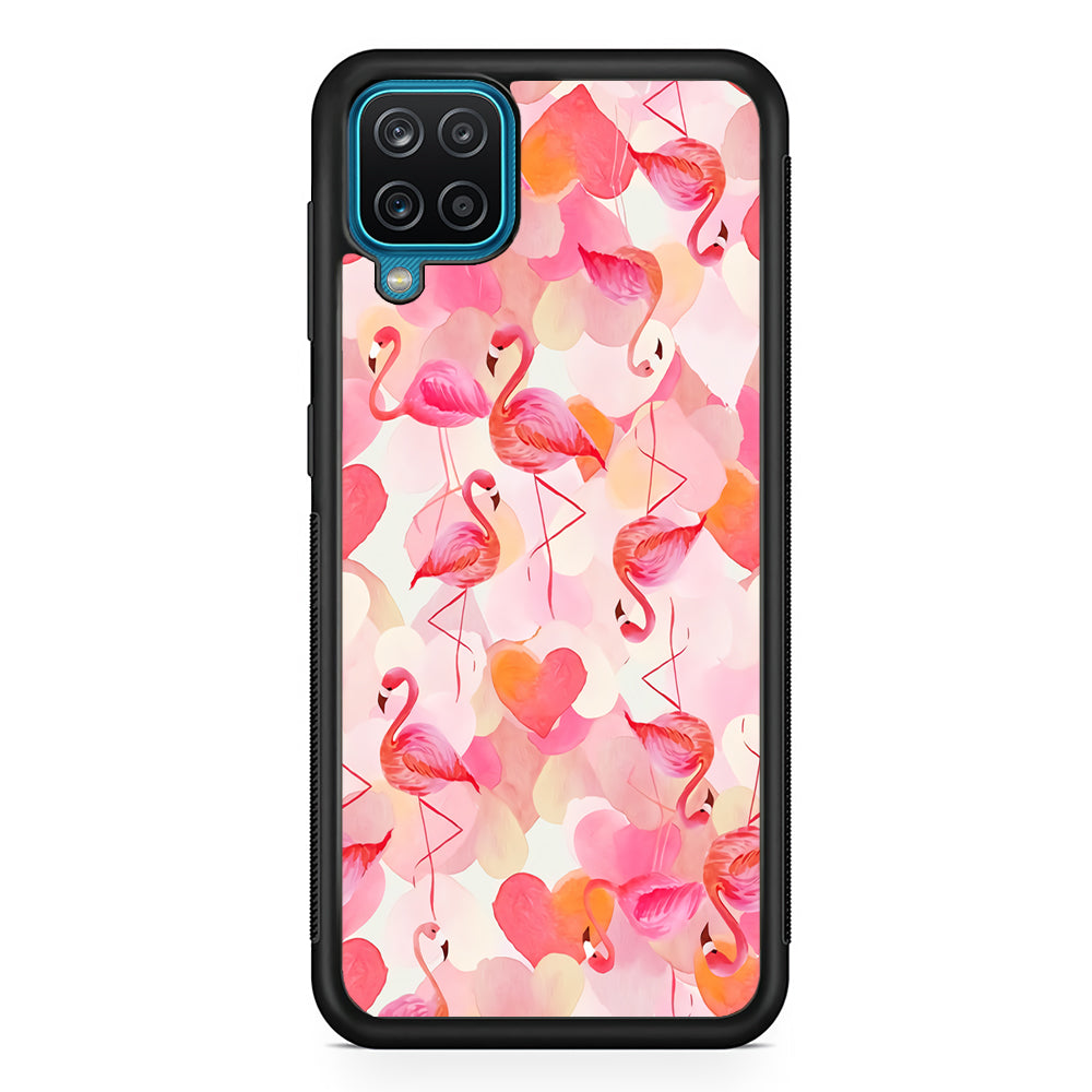 Beautiful Flamingo Art Samsung Galaxy A12 Case-Phone Case-Rubber Black (2D Case)-Altracase
