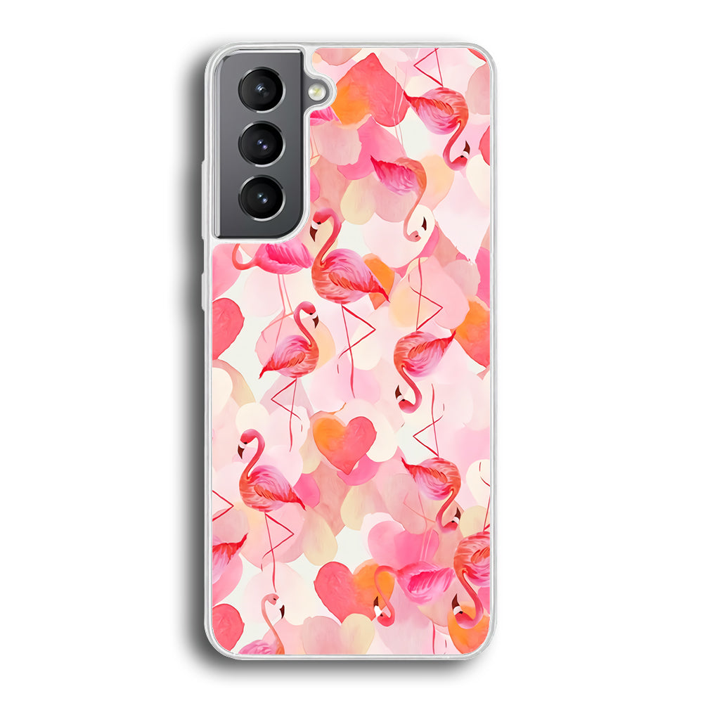 Beautiful Flamingo Art Samsung Galaxy S21 Plus Case-Phone Case-Rubber White (2D Case)-Altracase