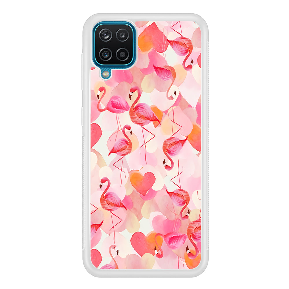 Beautiful Flamingo Art Samsung Galaxy A12 Case-Phone Case-Rubber White (2D Case)-Altracase