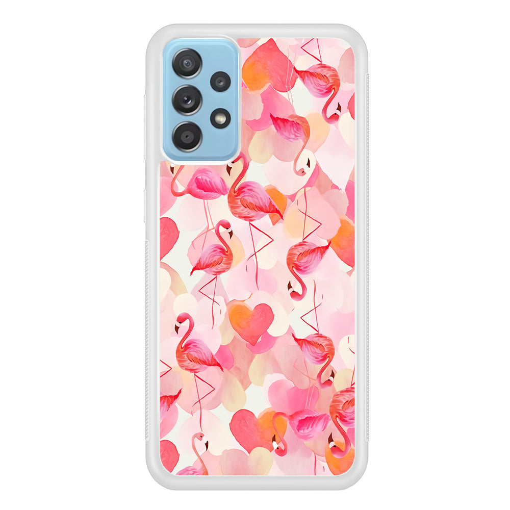 Beautiful Flamingo Art Samsung Galaxy A52 Case-Phone Case-Rubber White (2D Case)-Altracase