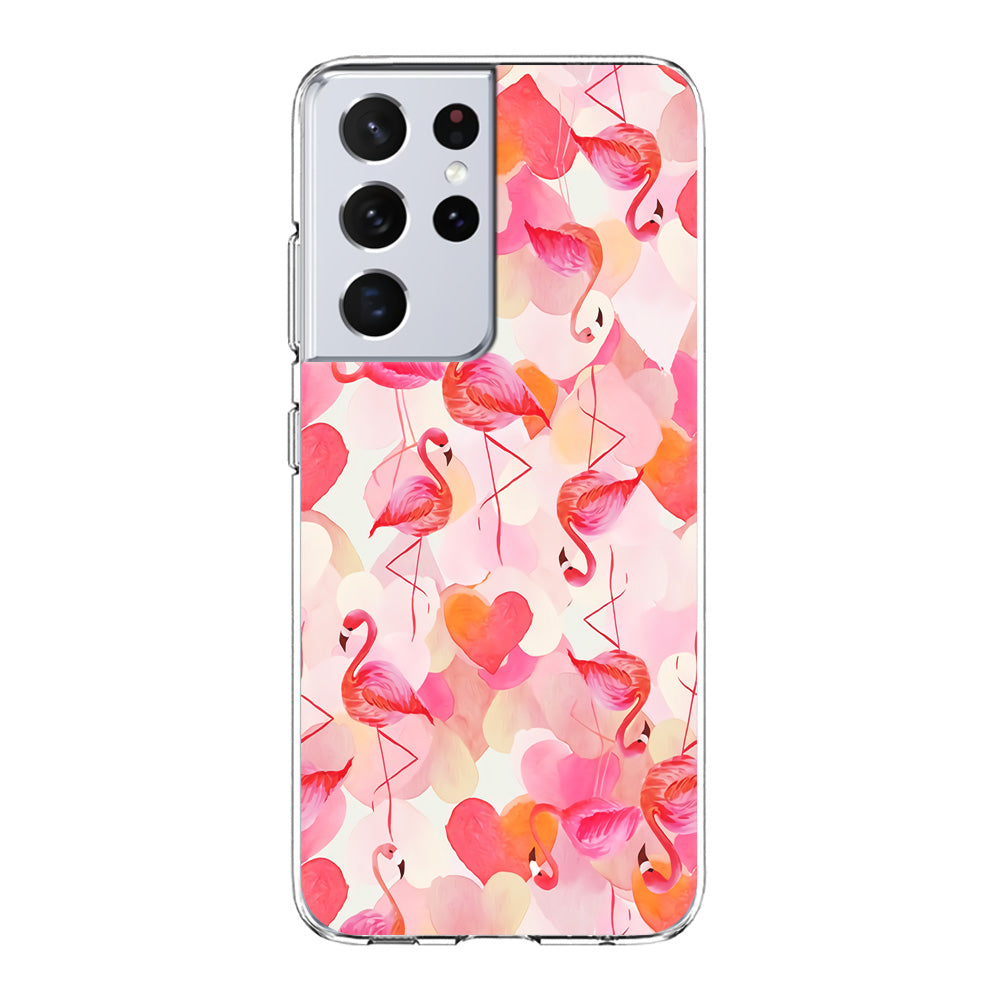 Beautiful Flamingo Art Samsung Galaxy S21 Ultra Case-Phone Case-Clear Soft Case-Altracase