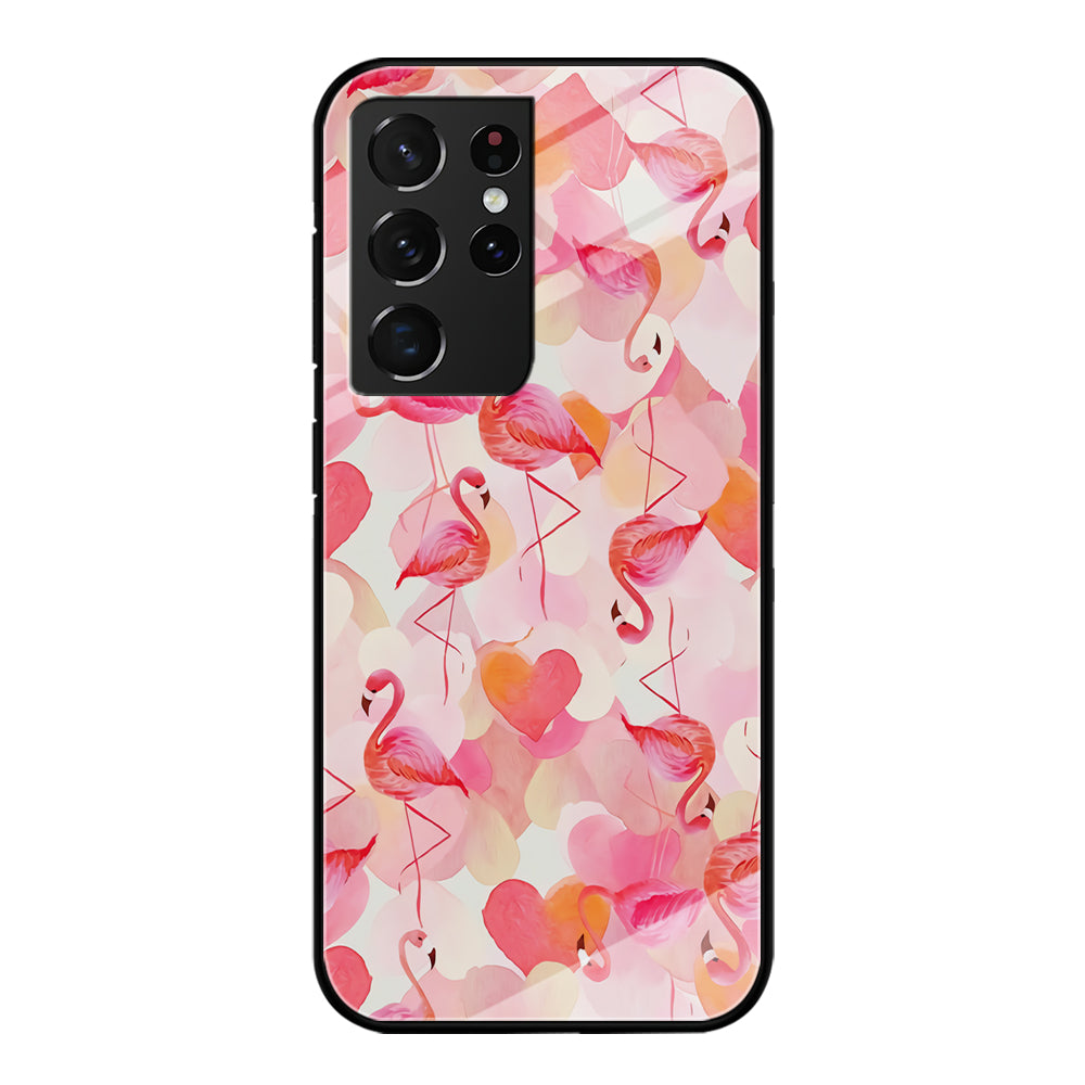 Beautiful Flamingo Art Samsung Galaxy S21 Ultra Case-Phone Case-Tempered Glass Case-Altracase