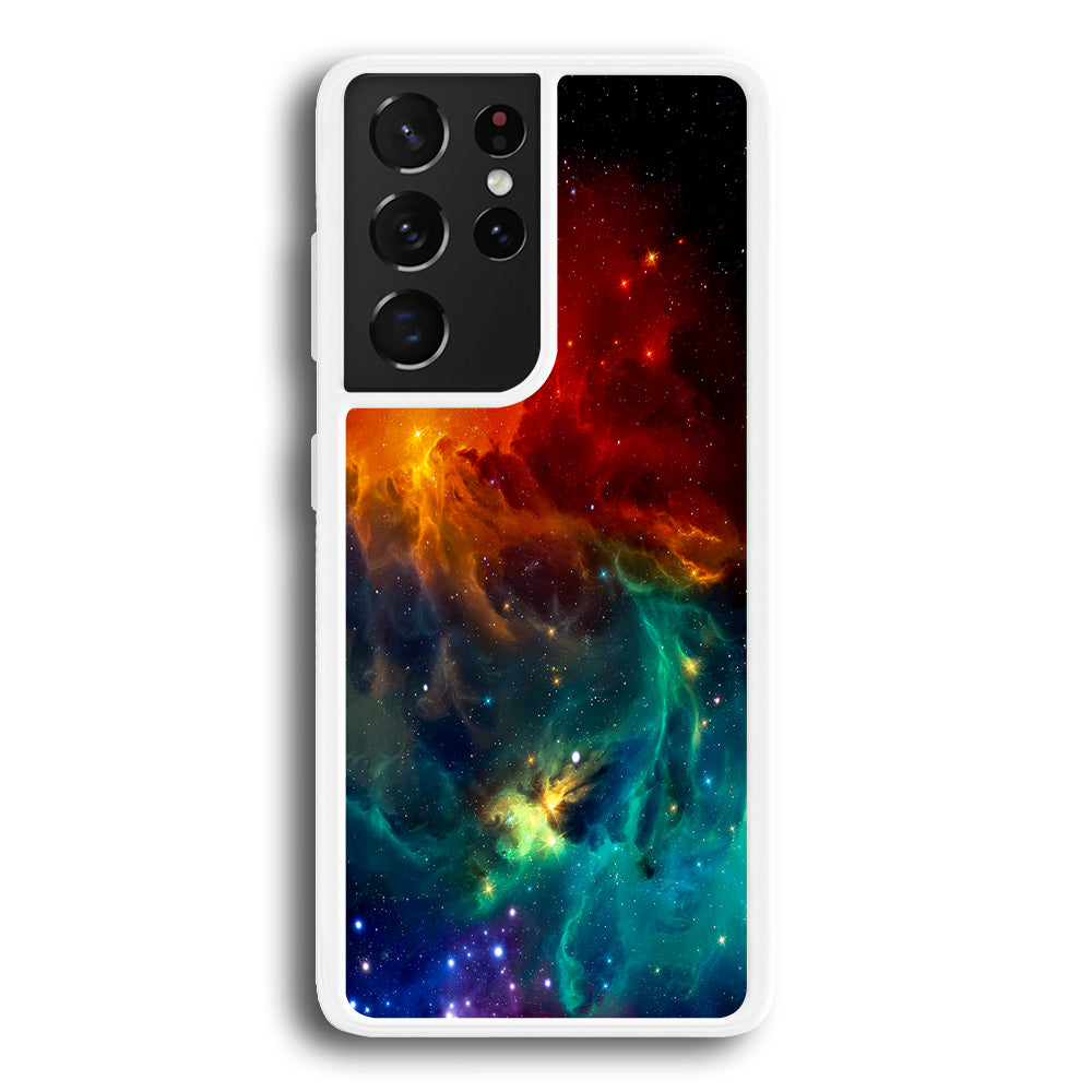 Beautiful Space Colorful 001 Samsung Galaxy S21 Ultra Case-Phone Case-Rubber White (2D Case)-Altracase