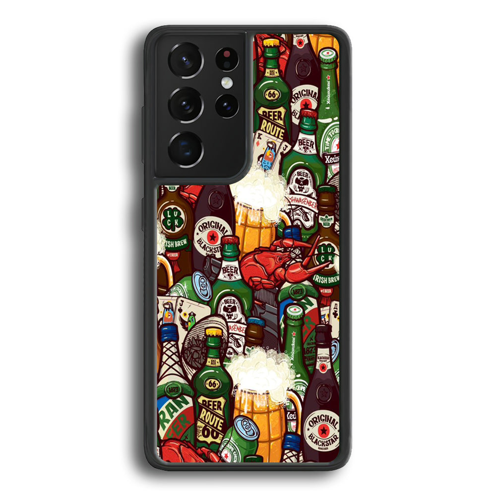 Beer Bottle Art Samsung Galaxy S21 Ultra Case-Phone Case-Rubber Black (2D Case)-Altracase