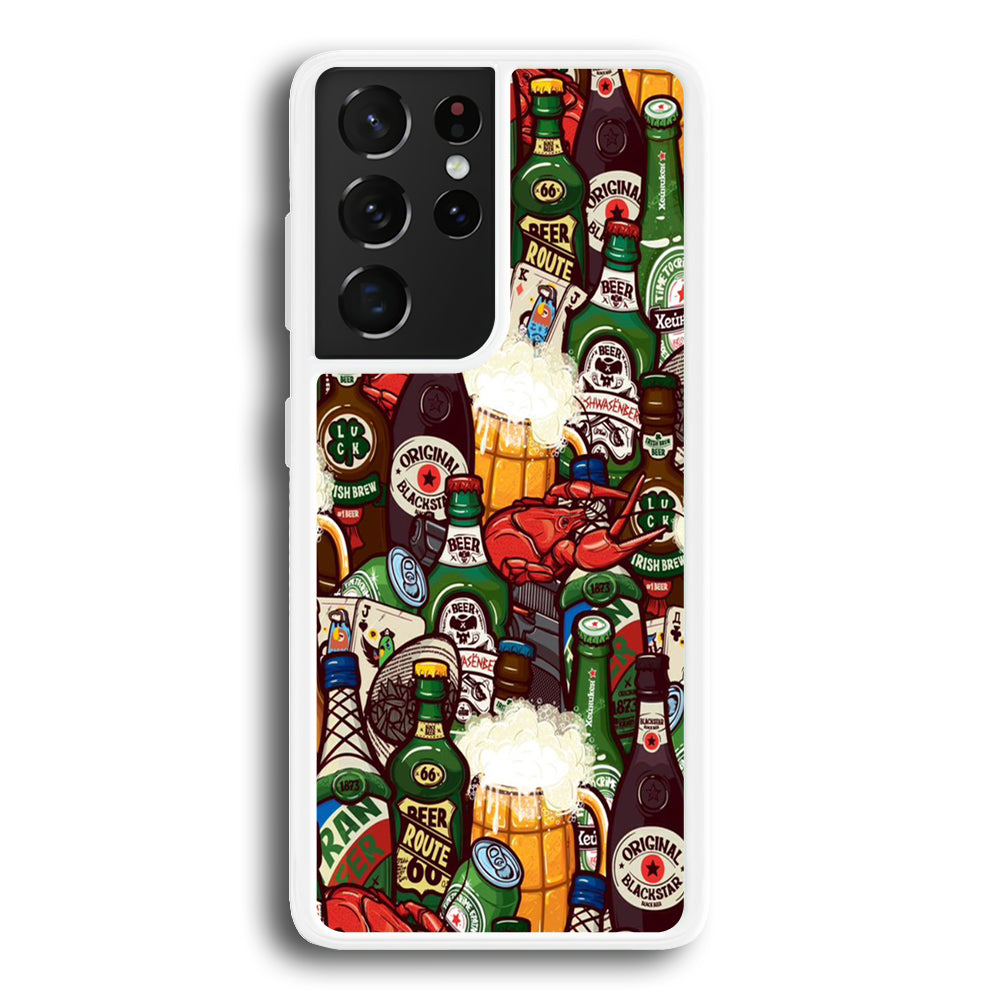 Beer Bottle Art Samsung Galaxy S21 Ultra Case-Phone Case-Rubber White (2D Case)-Altracase