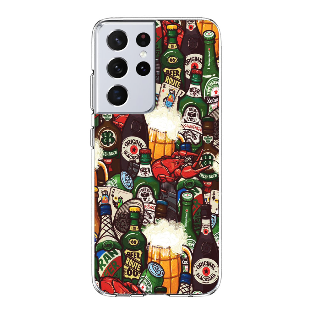 Beer Bottle Art Samsung Galaxy S21 Ultra Case-Phone Case-Clear Soft Case-Altracase