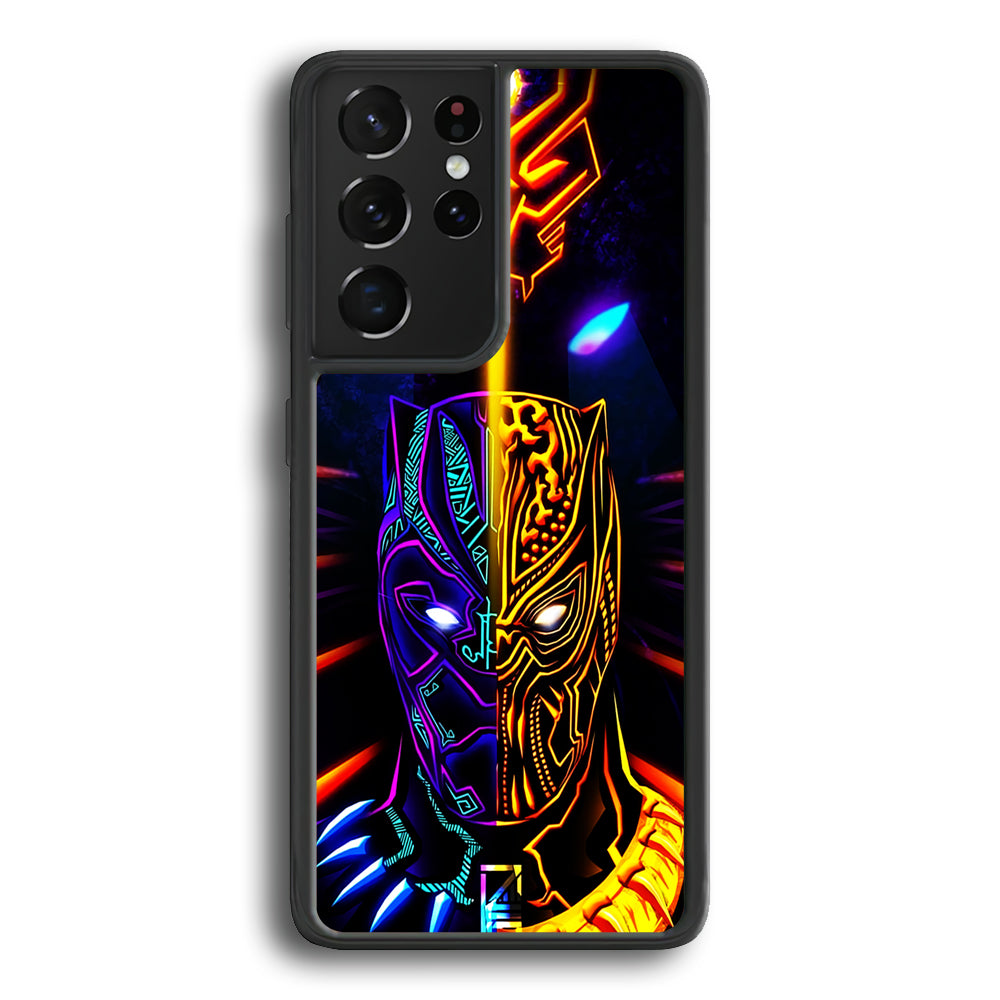 Black Panther And Golden Jaguar Samsung Galaxy S21 Ultra Case-Phone Case-Rubber Black (2D Case)-Altracase