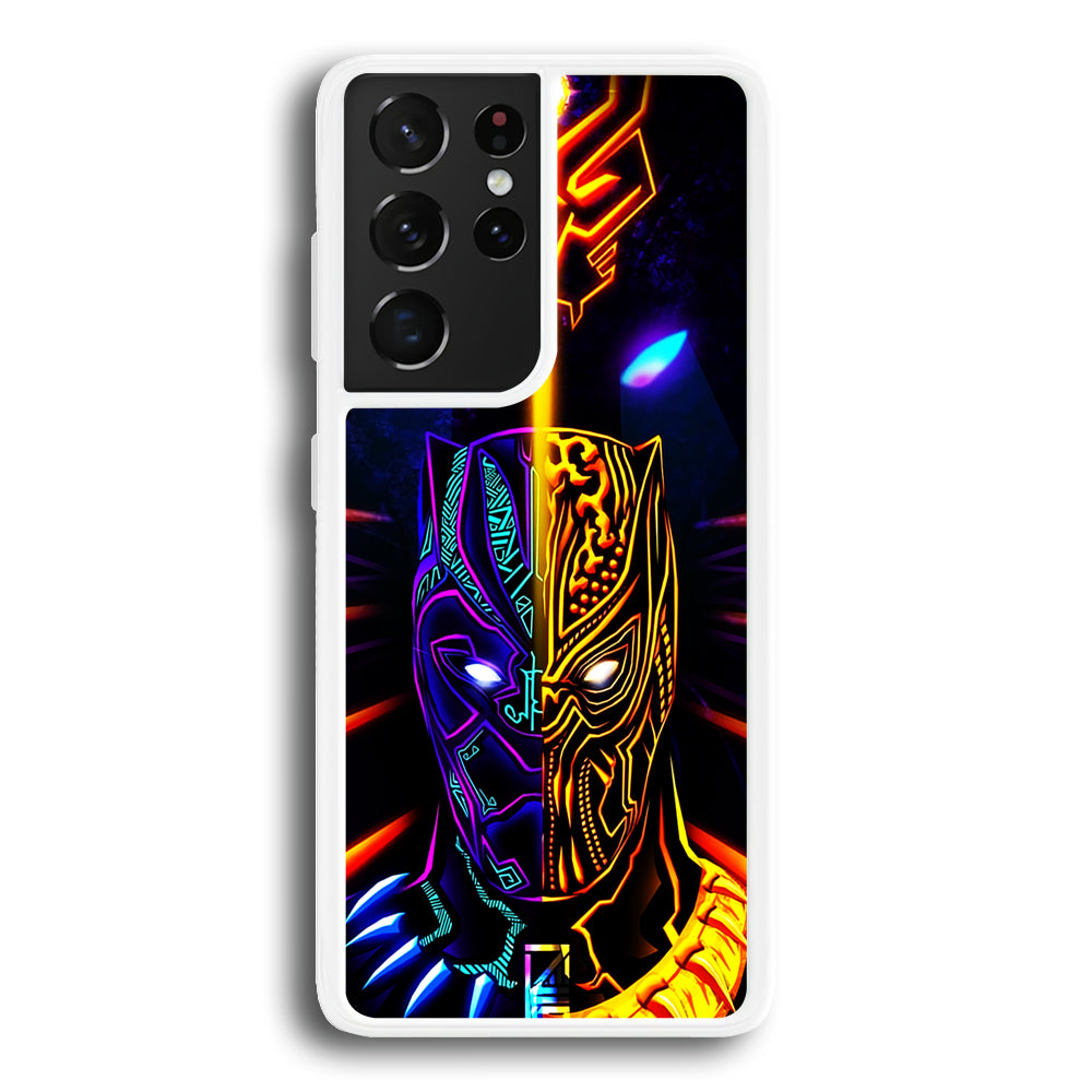 Black Panther And Golden Jaguar Samsung Galaxy S21 Ultra Case-Phone Case-Rubber White (2D Case)-Altracase