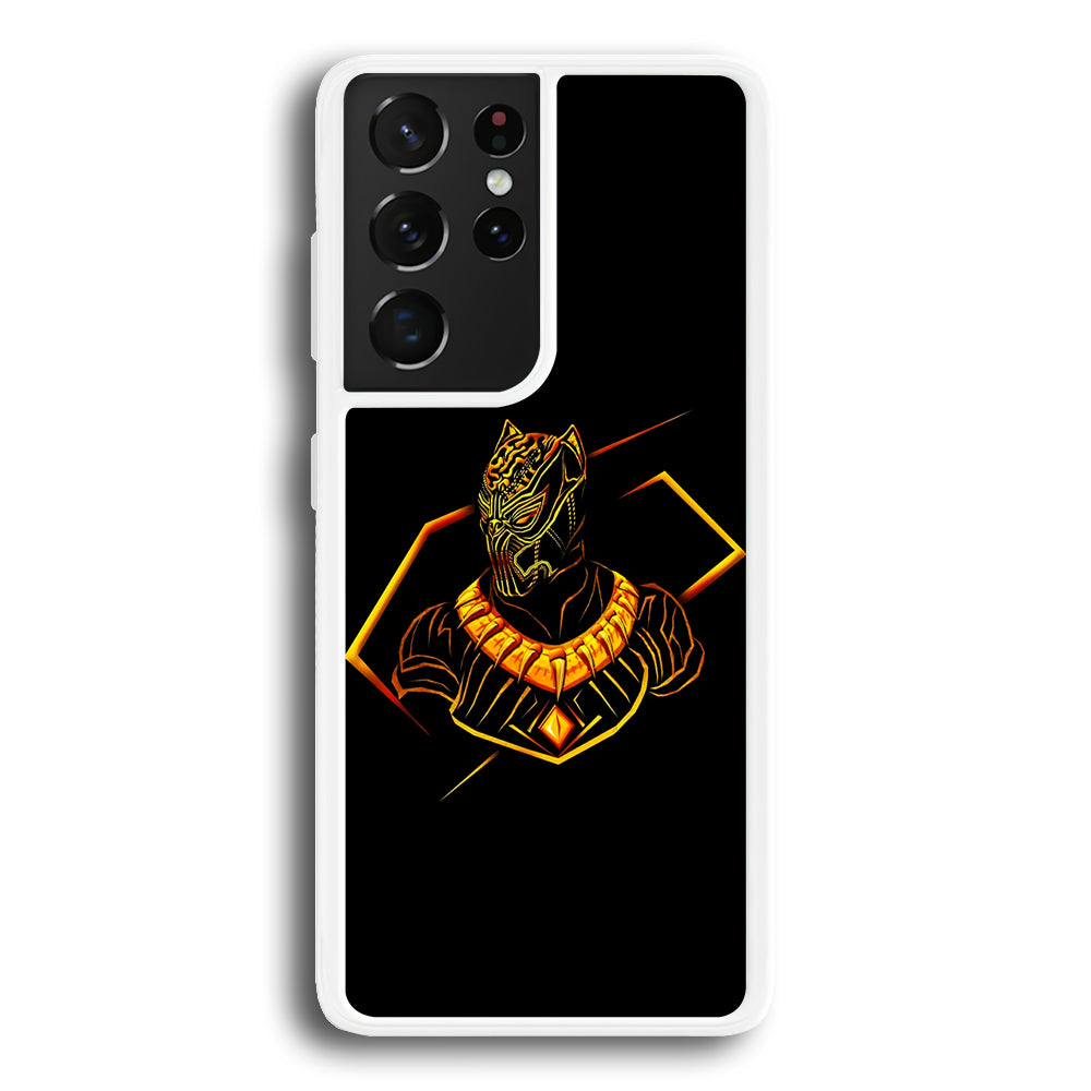 Black Panther Golden Art Samsung Galaxy S21 Ultra Case-Phone Case-Rubber White (2D Case)-Altracase