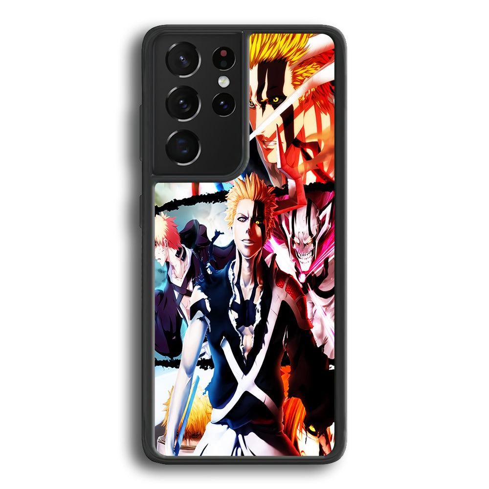 Bleach Ichigo Kurosaki Collage Samsung Galaxy S21 Ultra Case-Phone Case-Rubber Black (2D Case)-Altracase