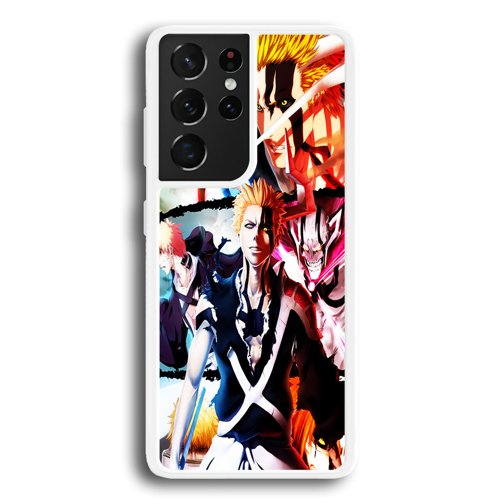 Bleach Ichigo Kurosaki Collage Samsung Galaxy S21 Ultra Case-Phone Case-Rubber White (2D Case)-Altracase