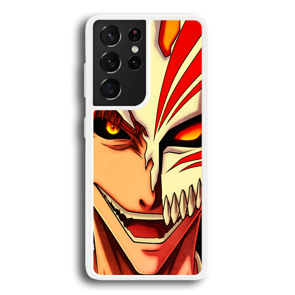 Bleach Ichigo Kurosaki Face Samsung Galaxy S21 Ultra Case-Phone Case-Rubber White (2D Case)-Altracase