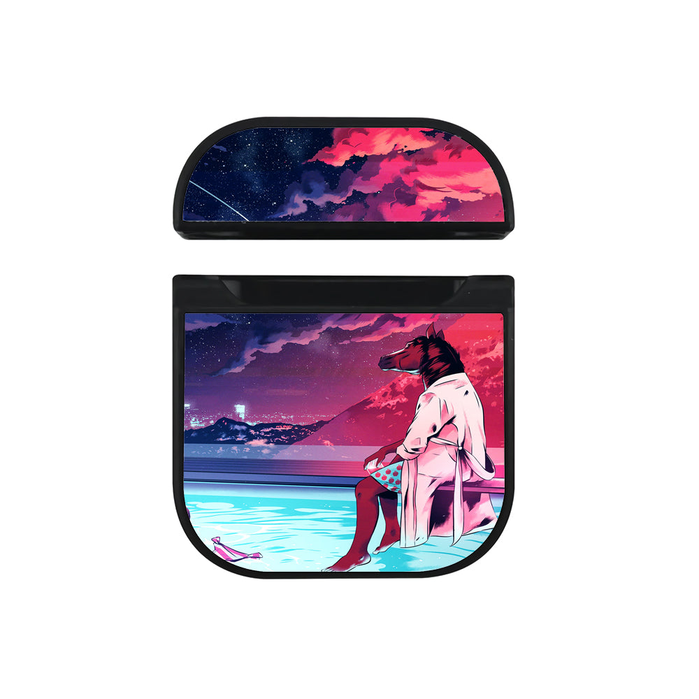BoJack Horseman in The Pool Hard Plastic Case Cover For Apple Airpods-AirPod Case-Black-Altracase