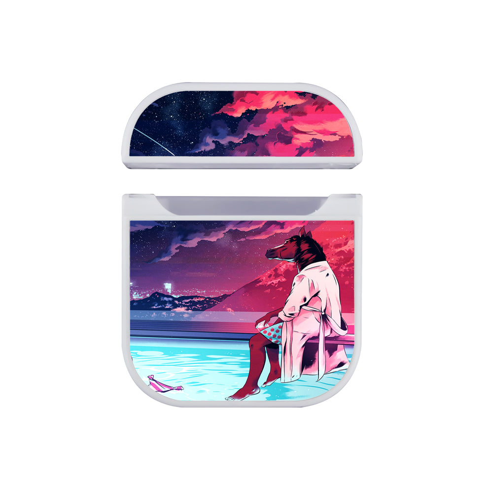 BoJack Horseman in The Pool Hard Plastic Case Cover For Apple Airpods-AirPod Case-White-Altracase