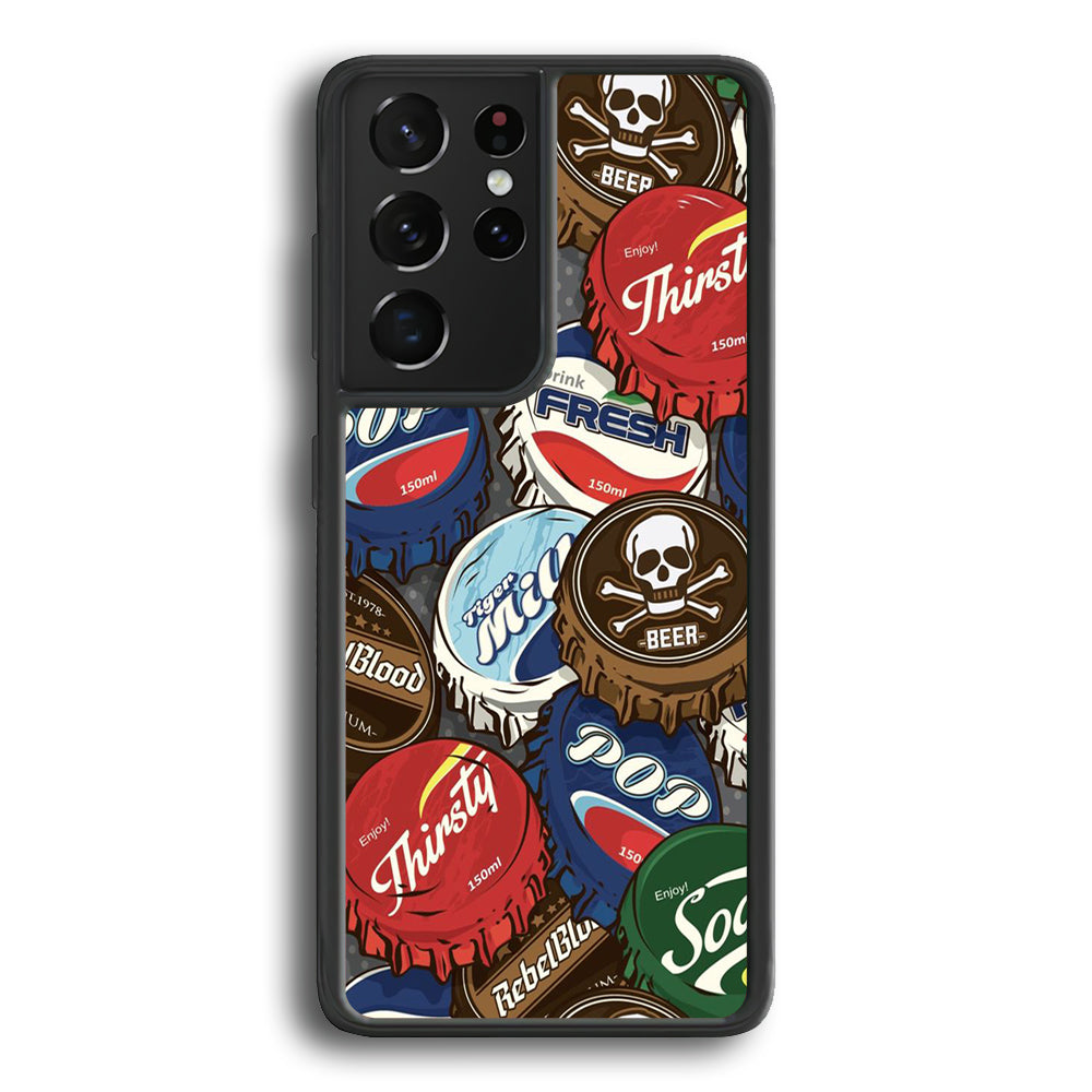 Bottle Cap Doodle Samsung Galaxy S21 Ultra Case-Phone Case-Rubber Black (2D Case)-Altracase