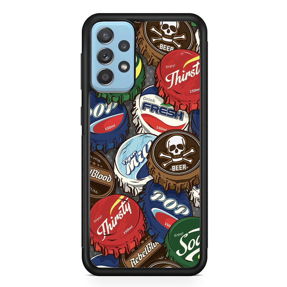 Bottle Cap Doodle Samsung Galaxy A52 Case-Phone Case-Rubber Black (2D Case)-Altracase