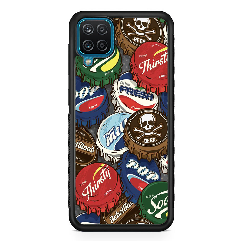 Bottle Cap Doodle Samsung Galaxy A12 Case-Phone Case-Rubber Black (2D Case)-Altracase