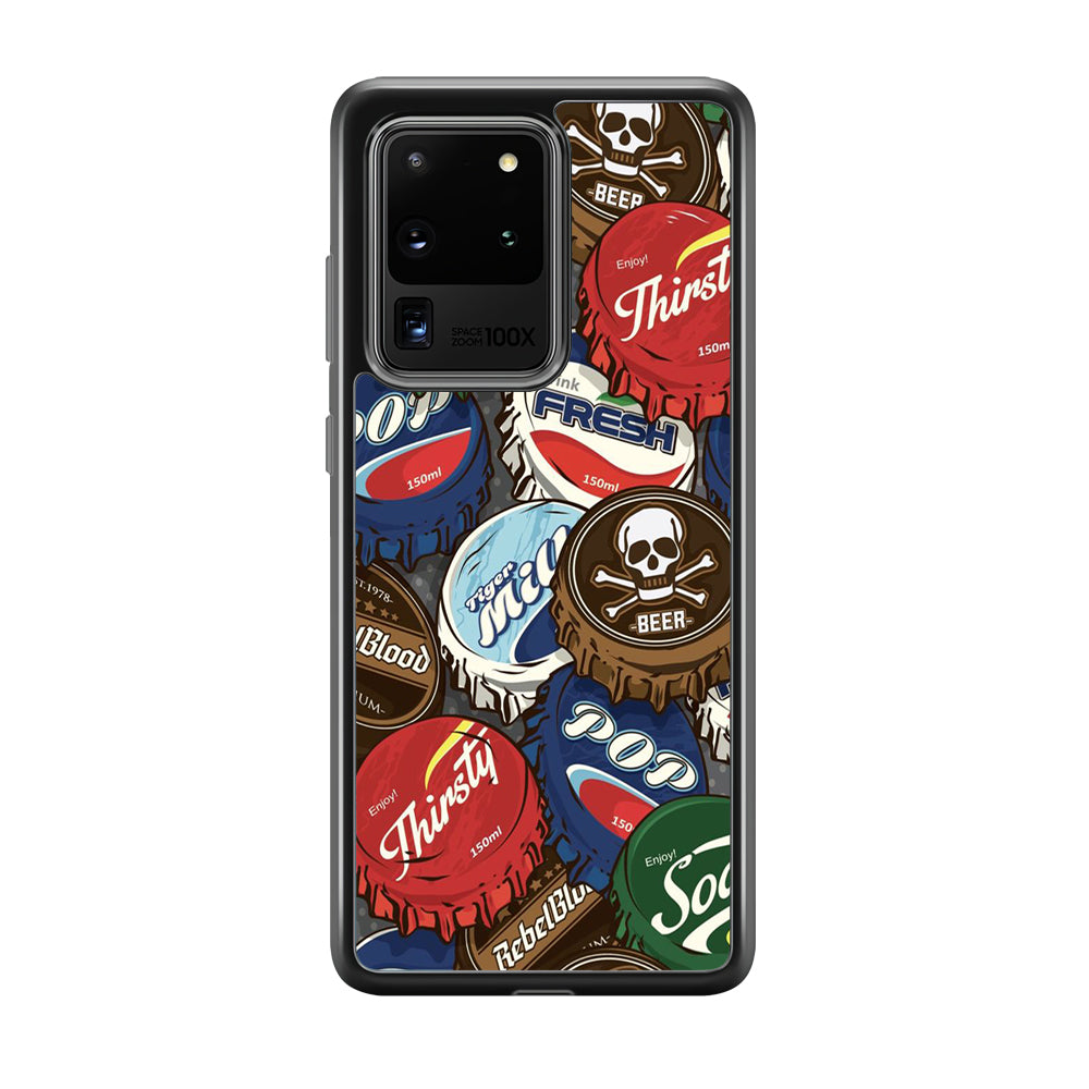 Bottle Cap Doodle Samsung Galaxy S20 Ultra Case-Phone Case-Rubber Black (2D Case)-Altracase