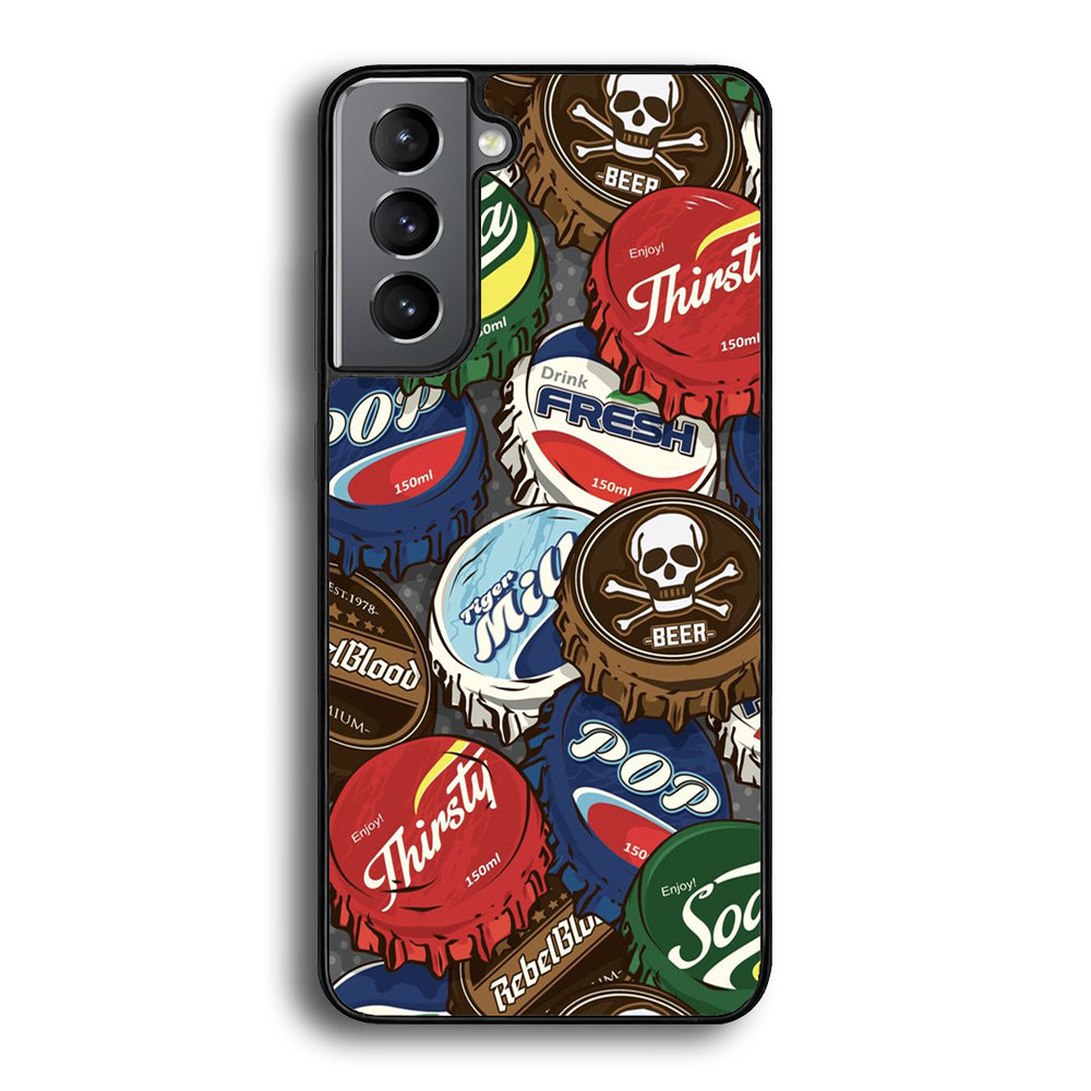 Bottle Cap Doodle Samsung Galaxy S25 Case-Phone Case-Rubber Black (2D Case)-Altracase
